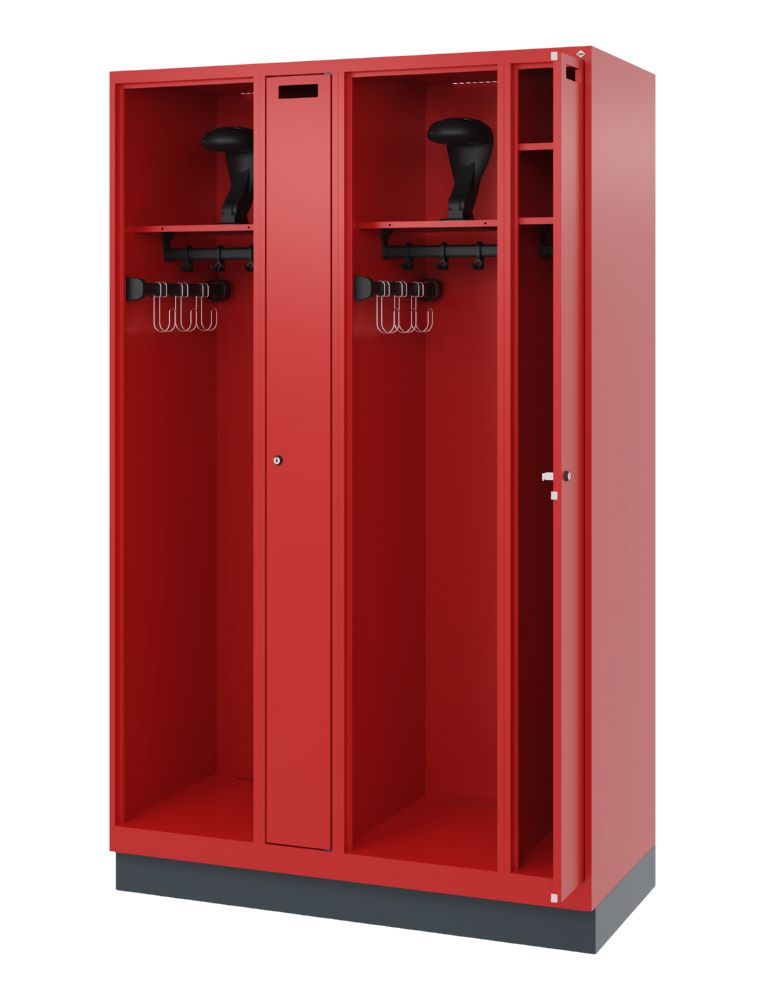Produktbild C+P Feuerwehrspind Evolo Modell KOMBI 4 Abteile 1950 x 1200 x 500 mm feuerrot bild 2