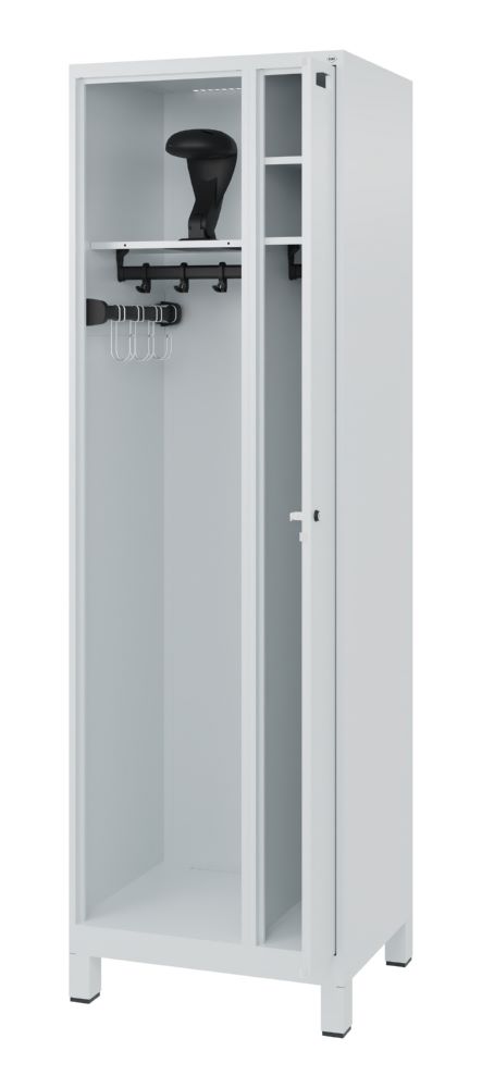 Produktbild C+P Feuerwehrspind Kombi 2 Abteile mit Ausstattung hellgrau 600 x 500 x 1850 mm bild 2