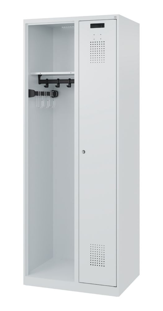 Produktbild C+P Feuerwehrspind Kombi 2 Abteile mit Ausstattung lichtgrau 700 x 500 x 1850 mm