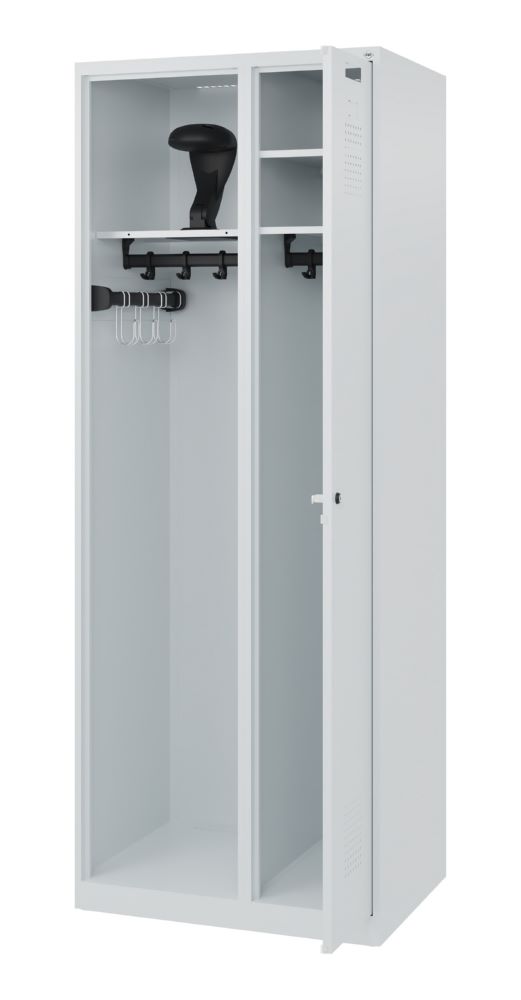Produktbild C+P Feuerwehrspind Kombi 2 Stahlabteile lichtgrau 700 x 500 x 1850 mm bild 2