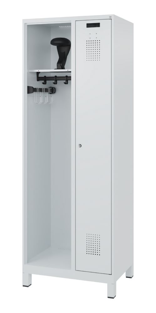 Produktbild C+P Feuerwehrspind Kombi 2 Abteile mit Belüftung hellgrau 700 x 500 x 1850 mm