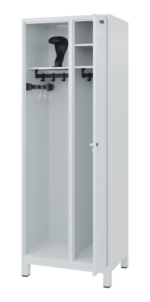 Produktbild C+P Feuerwehrspind Kombi 2 Abteile mit Belüftung hellgrau 700 x 500 x 1850 mm bild 2