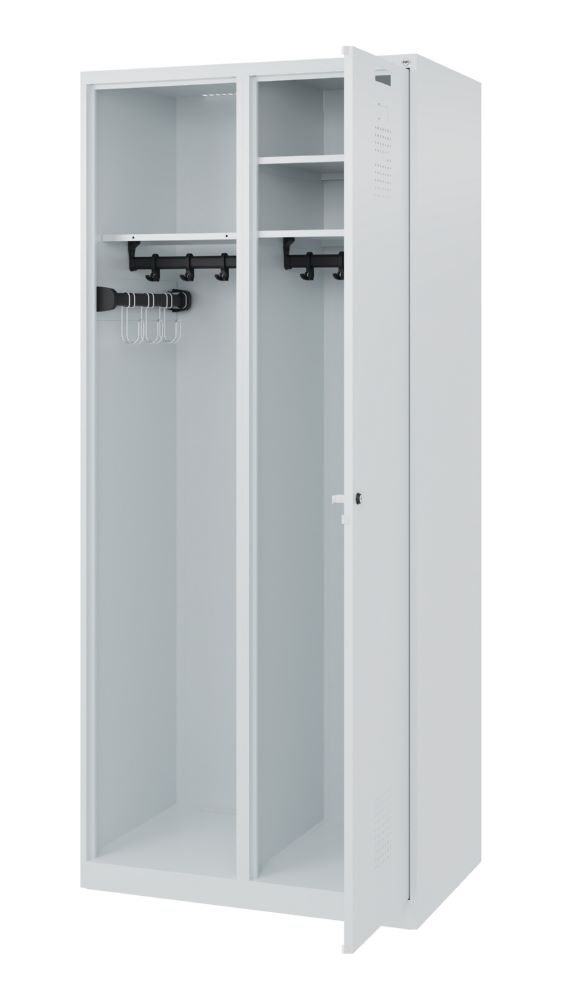 Produktbild C+P Feuerwehrspind Kombi 2 Abteile lichtgrau 800 x 500 x 1850 mm bild 2