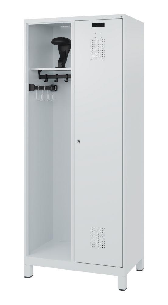 Produktbild C+P Feuerwehrspind Kombi 2 Abteile mit Belüftung lichtgrau 800 x 500 x 1850 mm
