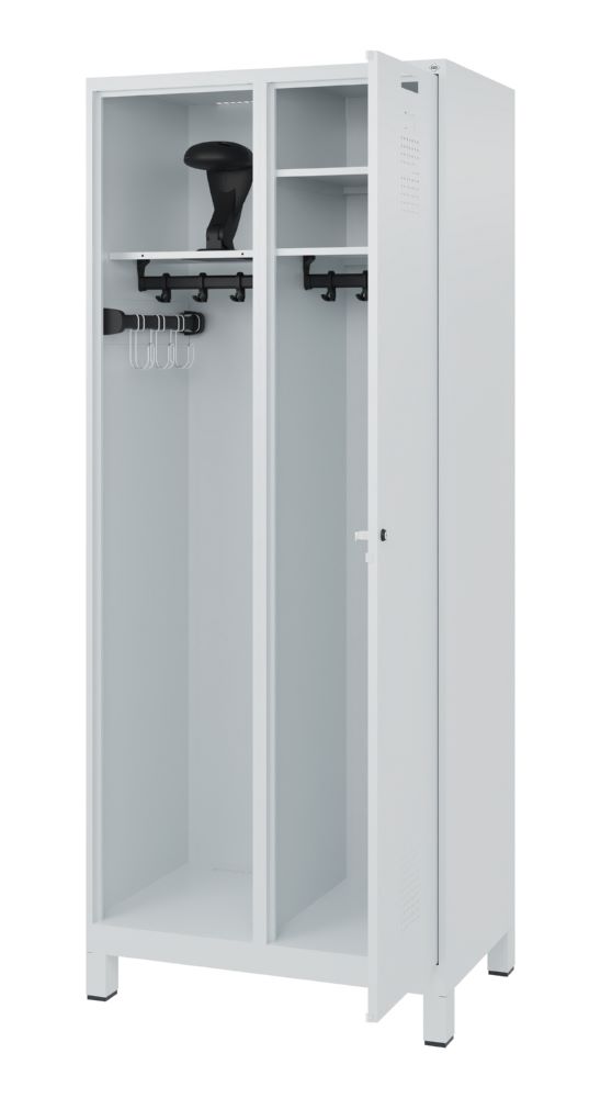 Produktbild C+P Feuerwehrspind Kombi 2 Abteile mit Belüftung lichtgrau 800 x 500 x 1850 mm bild 2