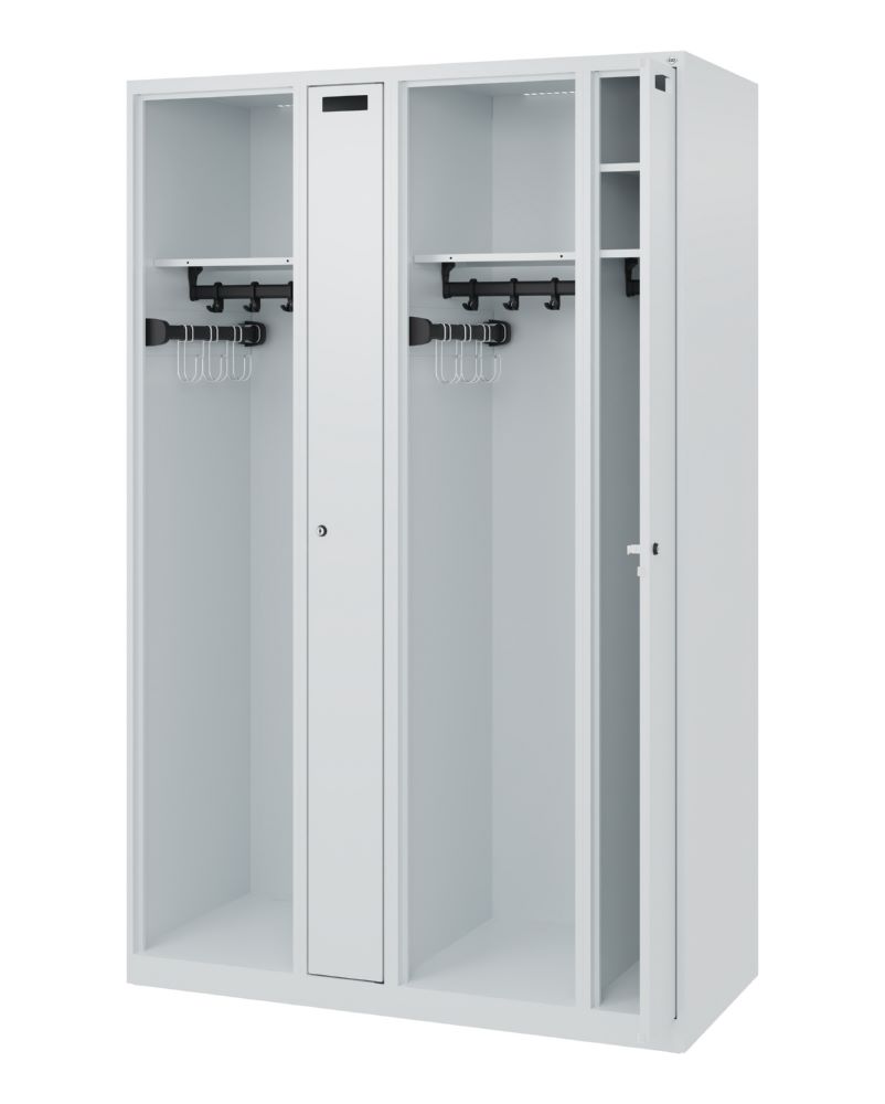 Produktbild C+P Feuerwehrspind Kombi 4 Abteile mit Schiebehaken lichtgrau 1200 x 500 x 1850 mm bild 2