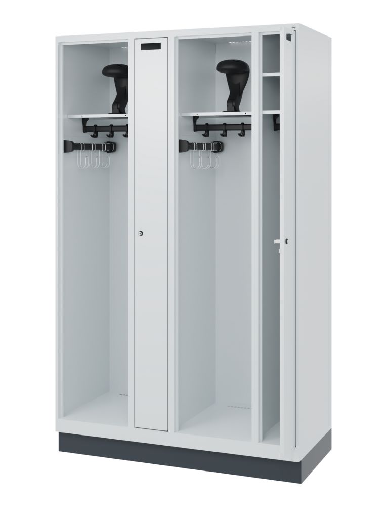Produktbild C+P Feuerwehrspind Evolo Modell KOMBI 4 Abteile 1850 x 1200 x 500 mm lichtgrau