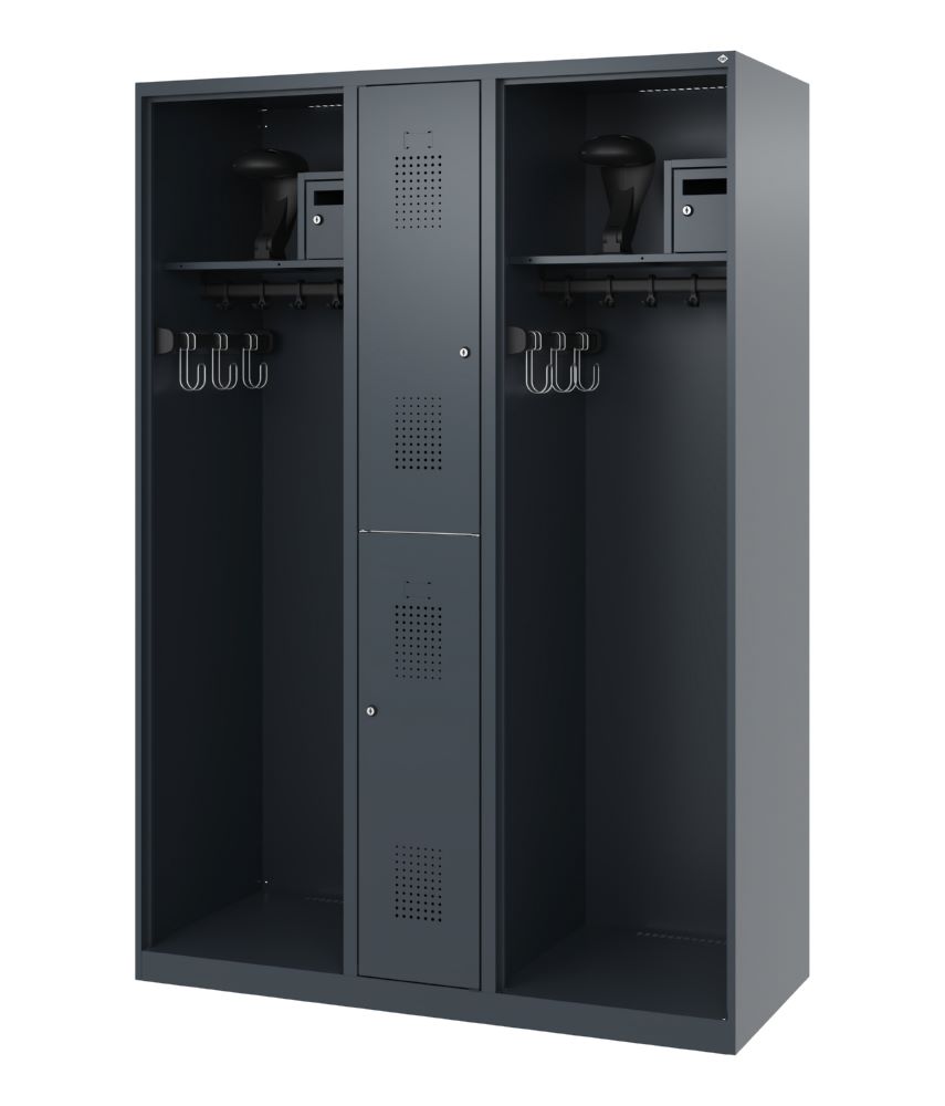 Produktbild C+P Feuerwehrspind Evolo Modell MAXI 2 Abteile 1850 x 1300 x 500 mm anthrazit