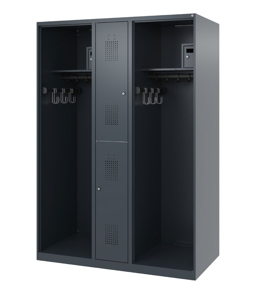 Produktbild C+P Feuerwehrspind Evolo Modell MAXI 2 Abteile 1850 x 1300 x 600 mm anthrazit