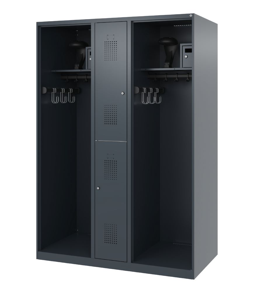 Produktbild C+P Feuerwehrspind Evolo Modell MAXI 2 Abteile 1850 x 1300 x 600 mm anthrazit