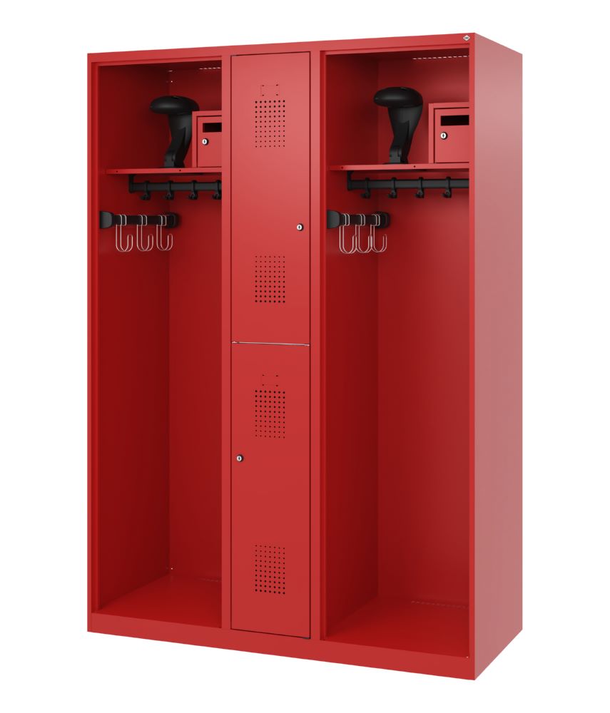Produktbild C+P Feuerwehrspind Evolo Modell MAXI 2 Abteile 1850 x 1300 x 500 mm feuerrot