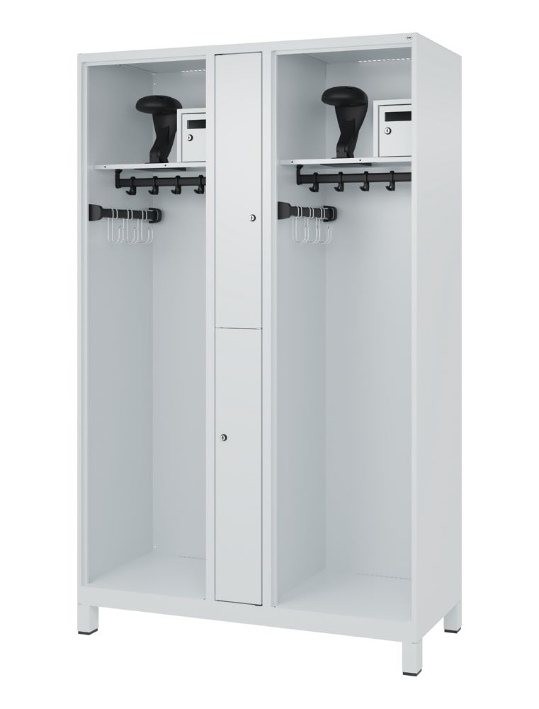 Produktbild C+P Feuerwehrspind Evolo Modell MAXI 2 Abteile 1850 x 1200 x 500 mm lichtgrau