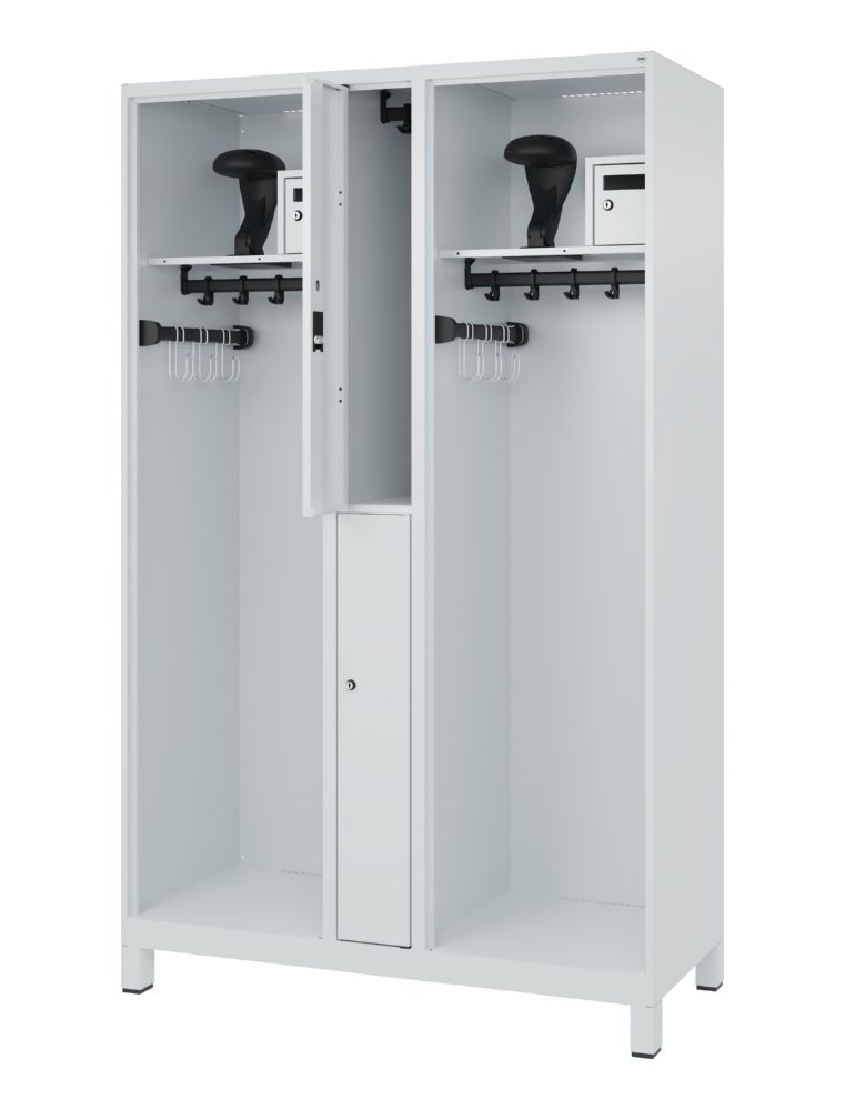 Produktbild C+P Feuerwehrspind Evolo Modell MAXI 2 Abteile 1850 x 1200 x 500 mm lichtgrau bild 2