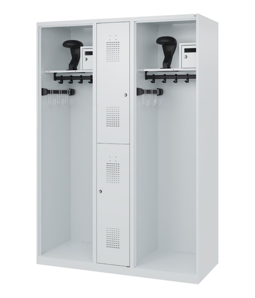 Produktbild C+P Feuerwehrspind Evolo Modell MAXI 2 Abteile 1850 x 1300 x 500 mm lichtgrau