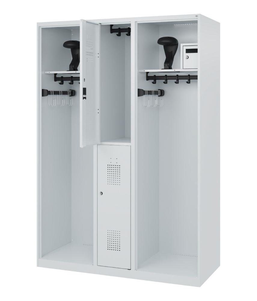 Produktbild C+P Feuerwehrspind Evolo Modell MAXI 2 Abteile 1850 x 1300 x 500 mm lichtgrau bild 2