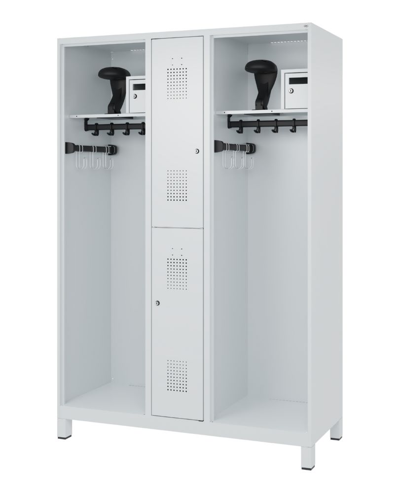 Produktbild C+P Feuerwehrspind Evolo Modell MAXI 2 Abteile 1850 x 1300 x 500 mm lichtgrau