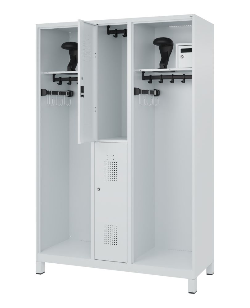 Produktbild C+P Feuerwehrspind Evolo Modell MAXI 2 Abteile 1850 x 1300 x 500 mm lichtgrau bild 2