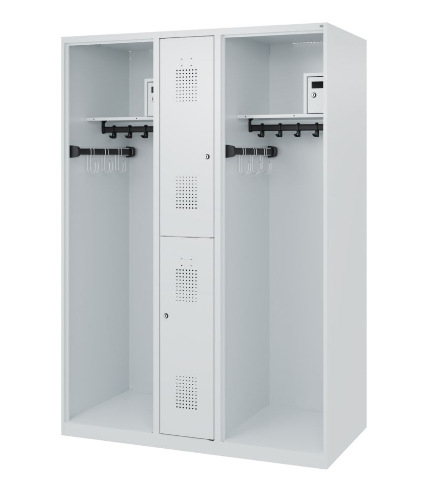 Produktbild C+P Feuerwehrspind Evolo Modell MAXI 2 Abteile 1850 x 1300 x 600 mm lichtgrau