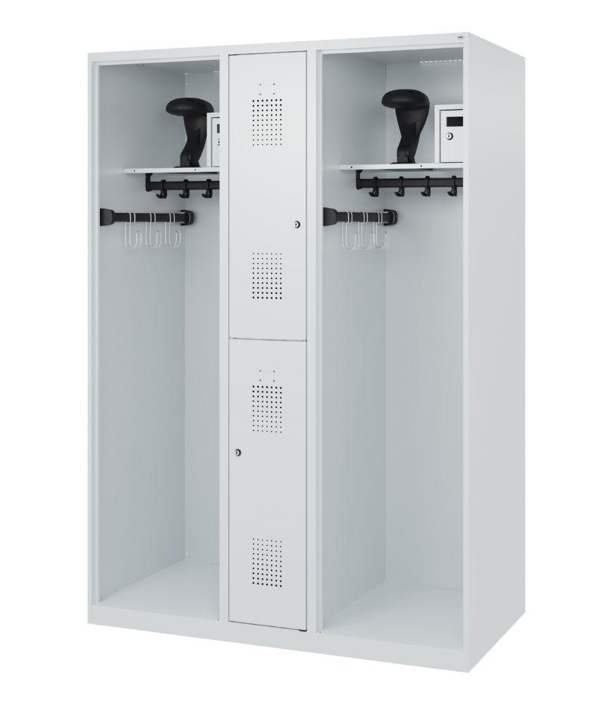 Produktbild C+P Feuerwehrspind Evolo Modell MAXI 2 Abteile 1850 x 1300 x 600 mm lichtgrau