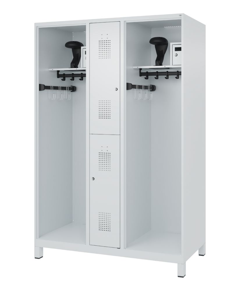 Produktbild C+P Feuerwehrspind Evolo Modell MAXI 2 Abteile 1850 x 1300 x 600 mm lichtgrau