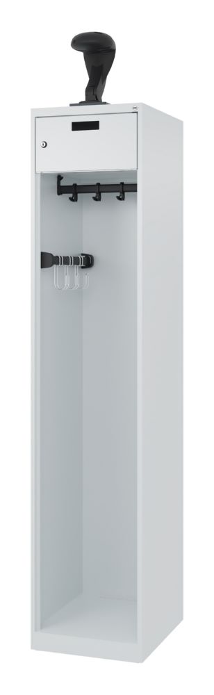 Produktbild C+P Feuerwehrspind Praktus mit Hakenleiste lichtgrau 400 x 500 x 1850 mm