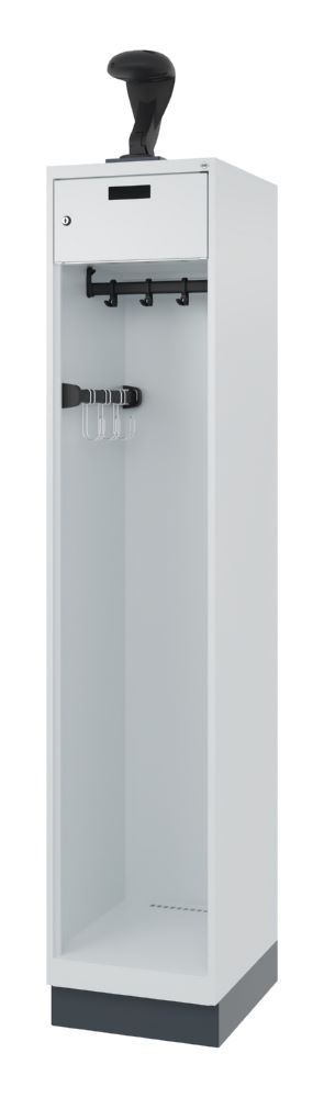 Produktbild C+P Feuerwehrspind Evolo Praktus mit Schiebehaken lichtgrau 400 x 500 x 1850 mm