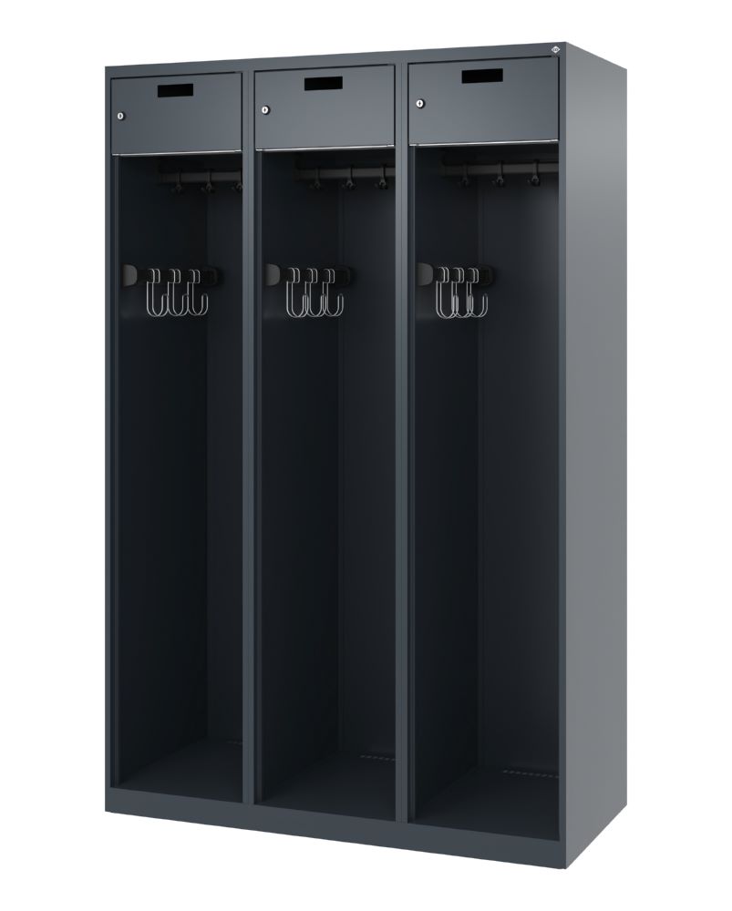 Produktbild C+P Feuerwehrspind Evolo Praktus 3 Abteile je 400 mm anthrazit 1200 x 500 x 1850 mm
