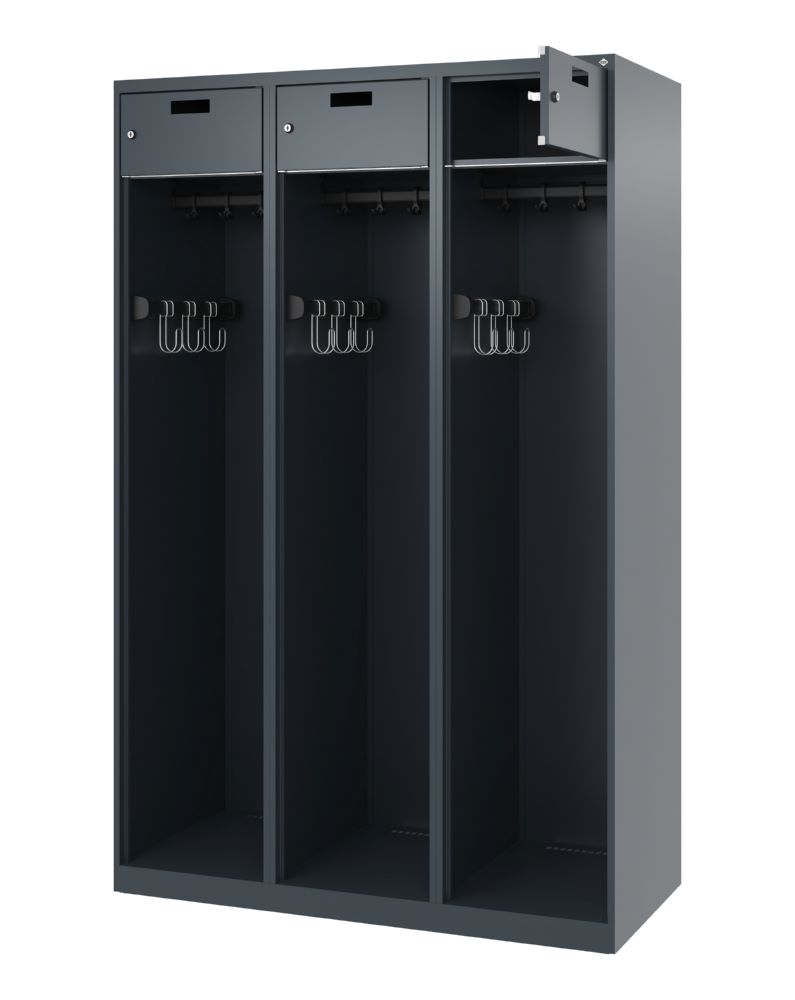 Produktbild C+P Feuerwehrspind Evolo Praktus 3 Abteile je 400 mm anthrazit 1200 x 500 x 1850 mm bild 2