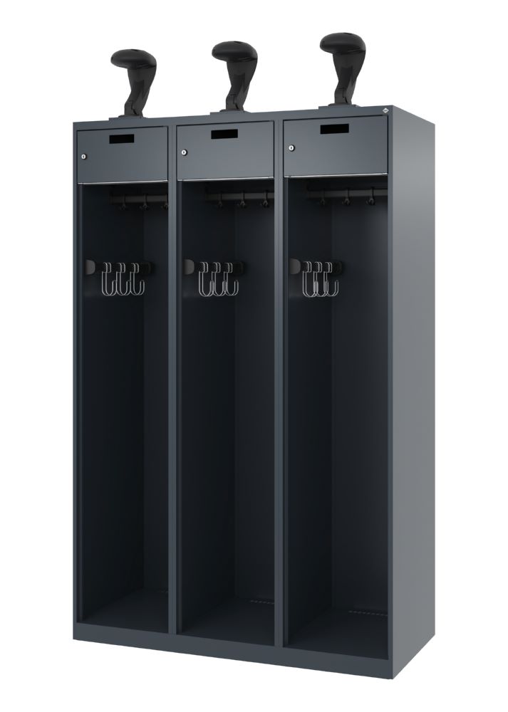 Produktbild C+P Feuerwehrspind Evolo Praktus 3 Abteile je 400 mm anthrazit 1200 x 500 x 1850 mm