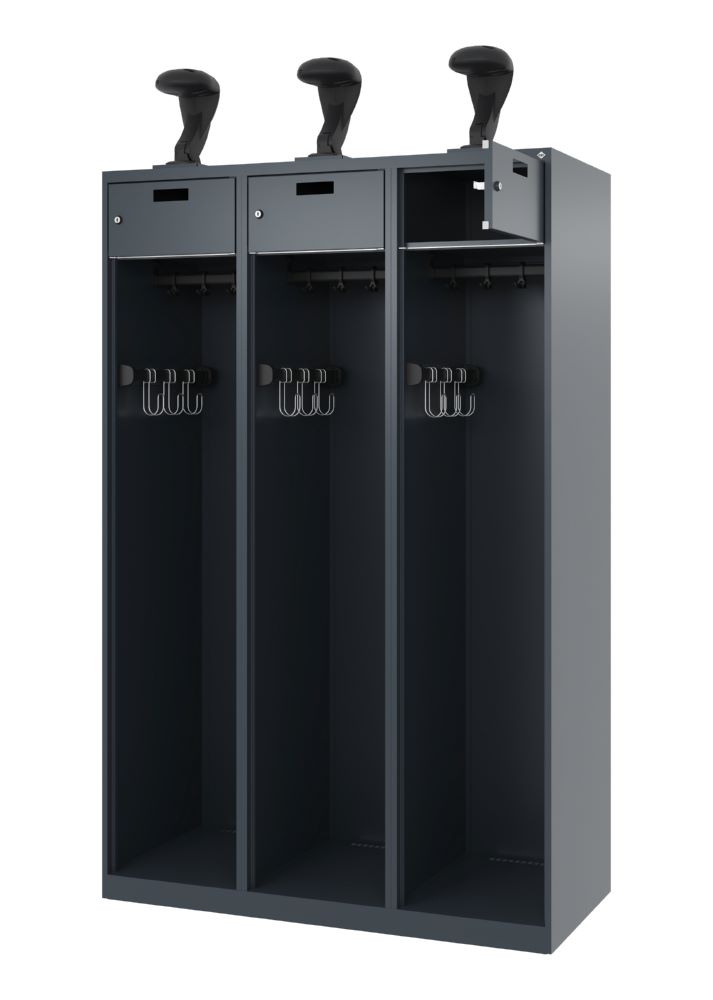 Produktbild C+P Feuerwehrspind Evolo Praktus 3 Abteile je 400 mm anthrazit 1200 x 500 x 1850 mm bild 2
