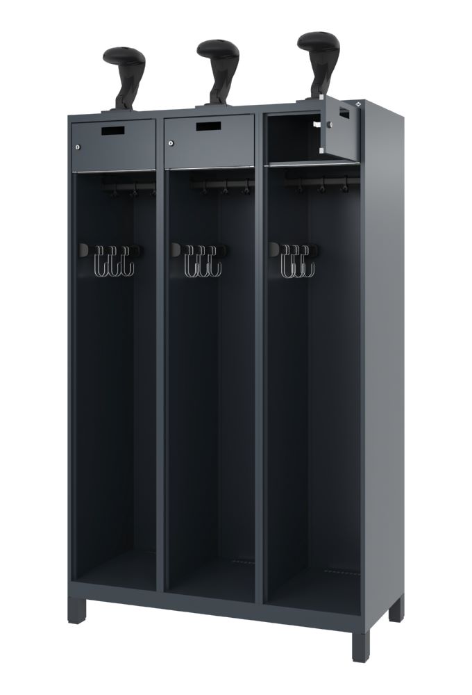 Produktbild C+P Offener Feuerwehrspind Evolo Praktus 3 Abteile anthrazit 1200 x 500 x 1850 mm bild 2