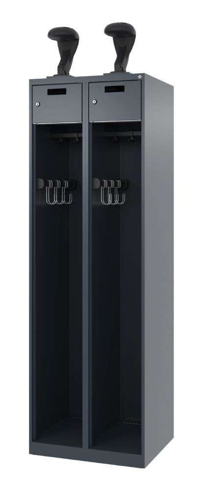 Produktbild C+P Feuerwehrspind Evolo Praktus 2 offene Abteile anthrazit 600 x 500 x 1850 mm