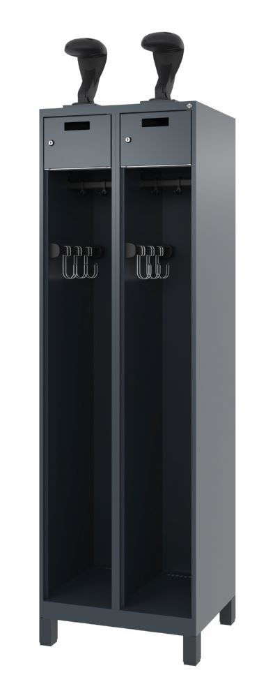 Produktbild C+P Feuerwehrspind Praktus 2 Abteile anthrazit 600 x 500x x 1850 mm