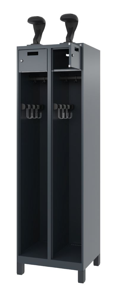 Produktbild C+P Feuerwehrspind Praktus 2 Abteile anthrazit 600 x 500x x 1850 mm bild 2