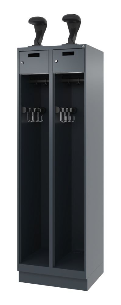 Produktbild C+P Feuerwehrspind Evolo Praktus 2 identische Abteile anthrazit 600 x 500 x 1850 mm