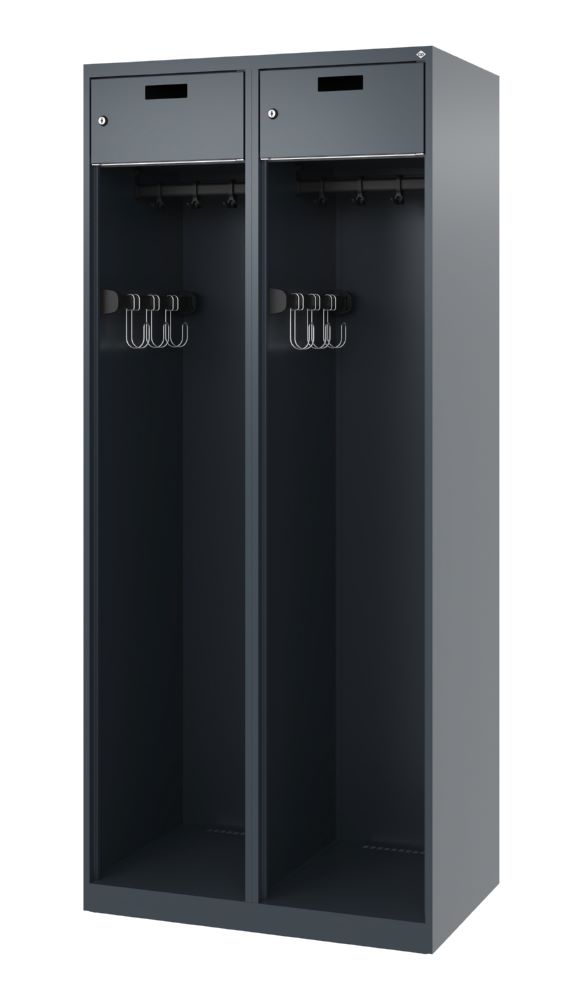 Produktbild C+P Feuerwehrspind Praktus doppeltes Abteil anthrazit 800 x 500 x 1850 mm