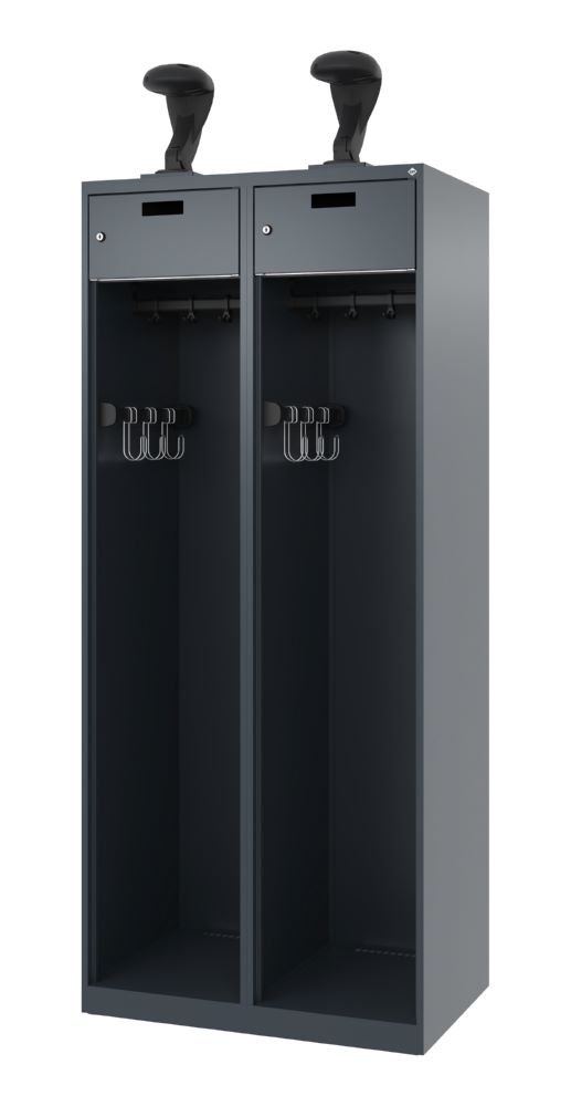 Produktbild C+P Feuerwehrspin Praktus 2 Abteile mit Schiebehaken anthrazit 800 x 500 x 1850 mm bild 1