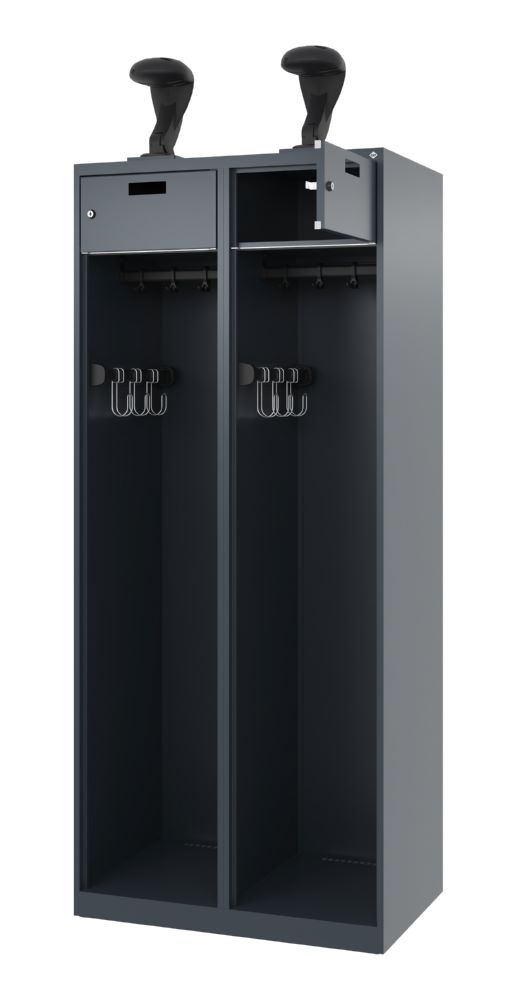 Produktbild C+P Feuerwehrspin Praktus 2 Abteile mit Schiebehaken anthrazit 800 x 500 x 1850 mm bild 2