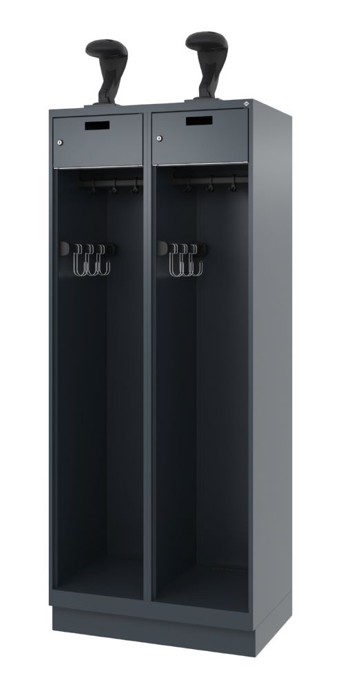 Produktbild C+P Feuerwehrspind Modell Praktus mit Garderobenstange anthrazit 800 x 500 x 1850 mm