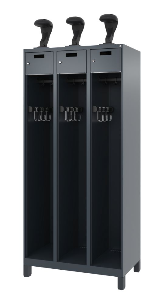 Produktbild C+P Feuerwehrspind Evolo Praktus mit 3 Helmhalter anthrazit 900 x 500 x 1850 mm