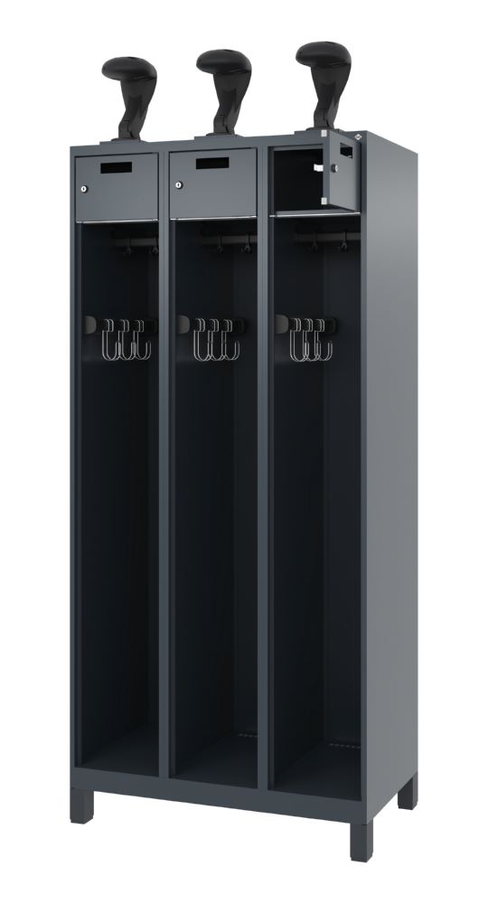 Produktbild C+P Feuerwehrspind Evolo Praktus mit 3 Helmhalter anthrazit 900 x 500 x 1850 mm bild 2