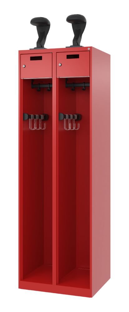 Produktbild C+P Feuerwehrspind Evolo Praktus 2 offene Abteile feuerrot 600 x 500 x 1850 mm