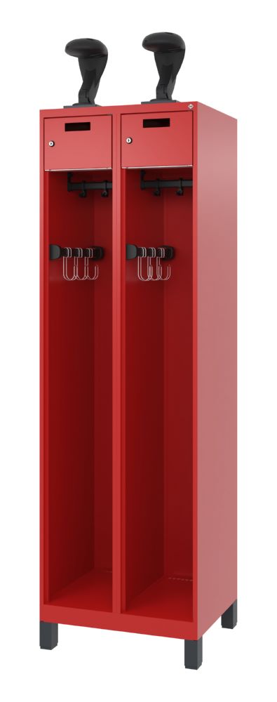 Produktbild C+P Feuerwehrspind mit Fußteil Praktus 2 Abteile feuerrot 600 x 500 x 180 mm