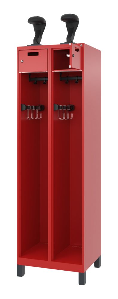 Produktbild C+P Feuerwehrspind mit Fußteil Praktus 2 Abteile feuerrot 600 x 500 x 180 mm bild 2