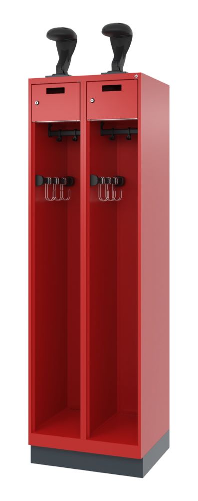 Produktbild C+P Feuerwehrspind Evolo Praktus 2 identische Abteile feuerrot 600 x 500 x 1850 mm