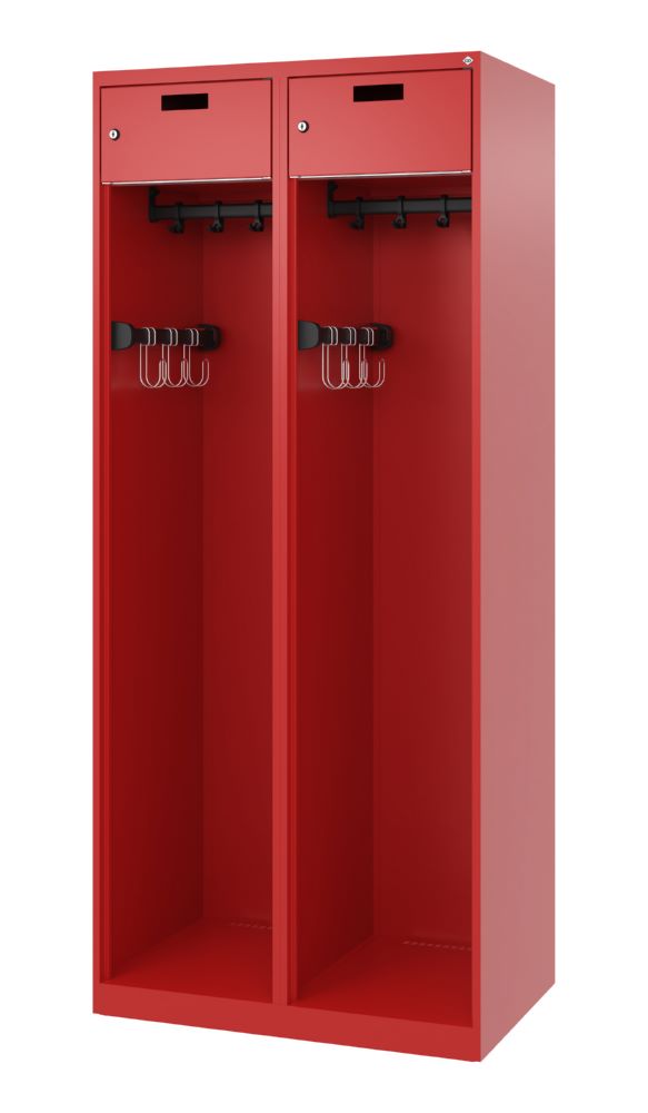 Produktbild C+P Feuerwehrspind Praktus doppeltes Abteil feuerrot 800 x 500 x 1850 mm