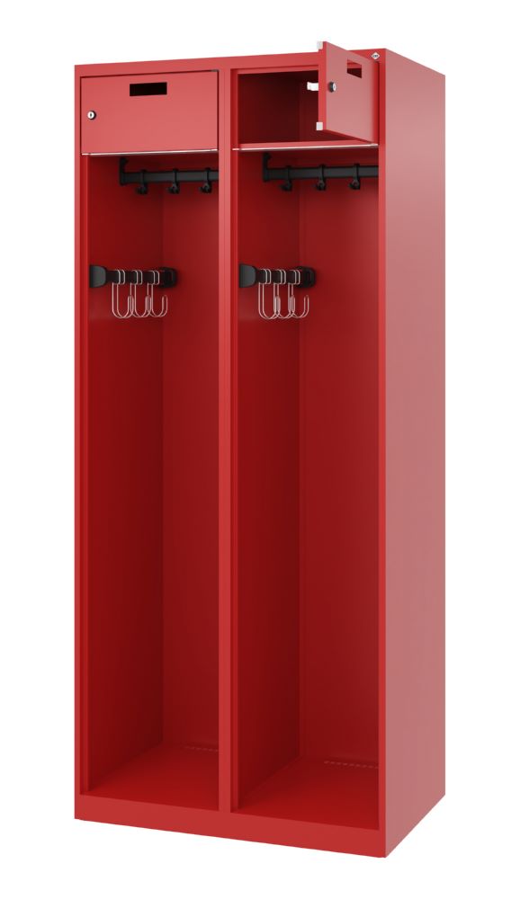 Produktbild C+P Feuerwehrspind Praktus doppeltes Abteil feuerrot 800 x 500 x 1850 mm bild 2