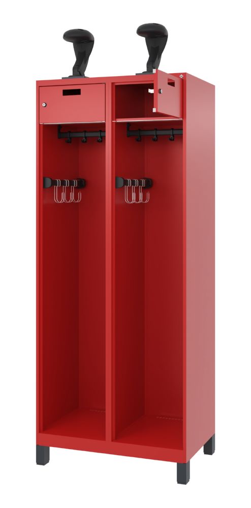 Produktbild C+P Offener Feuerwehrspind Evolo Praktus 2 Innenabteile feuerrot 800 x 500 x 1850 mm bild 2