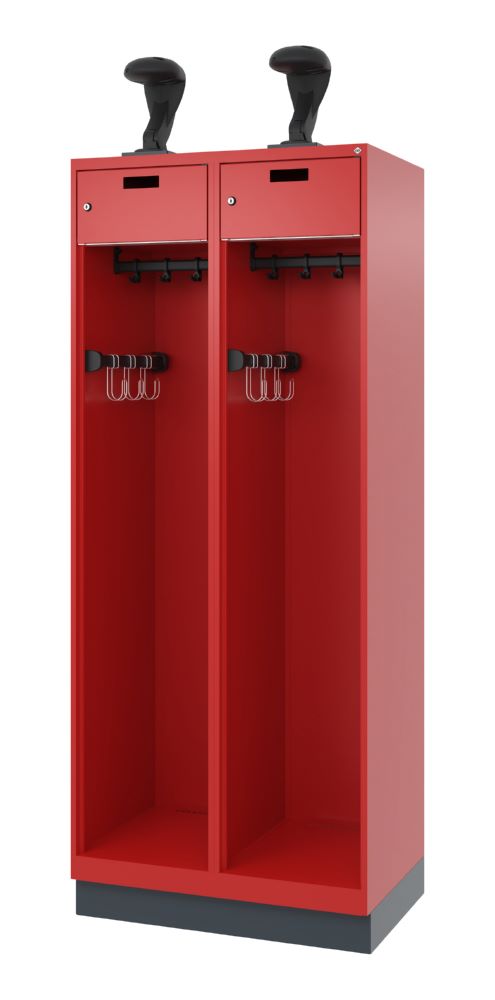 Produktbild C+P Feuerwehrspind Modell Praktus 2 Abteile feuerrot 800 x 500 x 1950 mm