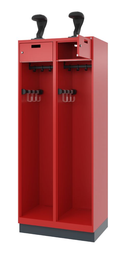 Produktbild C+P Feuerwehrspind Modell Praktus 2 Abteile feuerrot 800 x 500 x 1950 mm bild 2